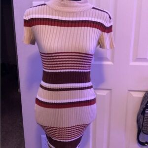 Striped Ribbed Knit Dress